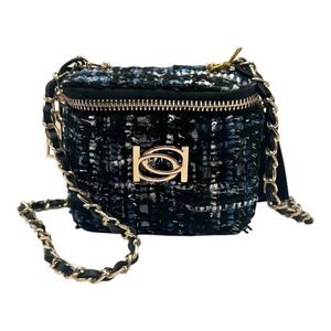Bebe Mini Crossbody Bag Kamala Tweed Black Trendy New w/ Tags